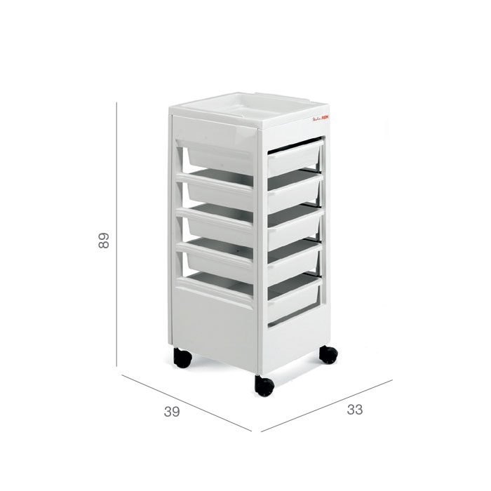 beauty salon trolley with drawers in white