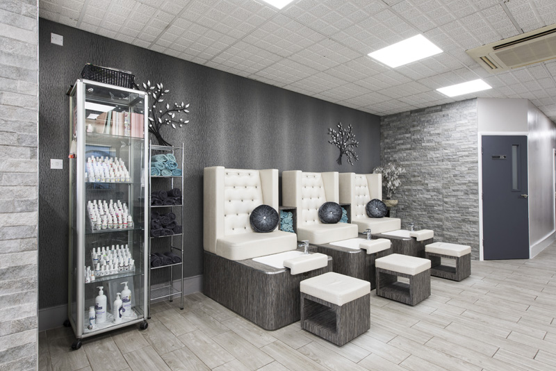 pedicure station with spa pedicure chairs retail display